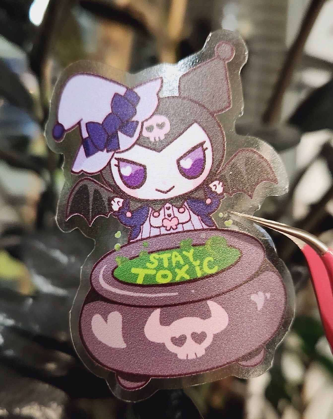 Stay Toxic Witchy Kuro Witch  Transparent Vinyl Sticker