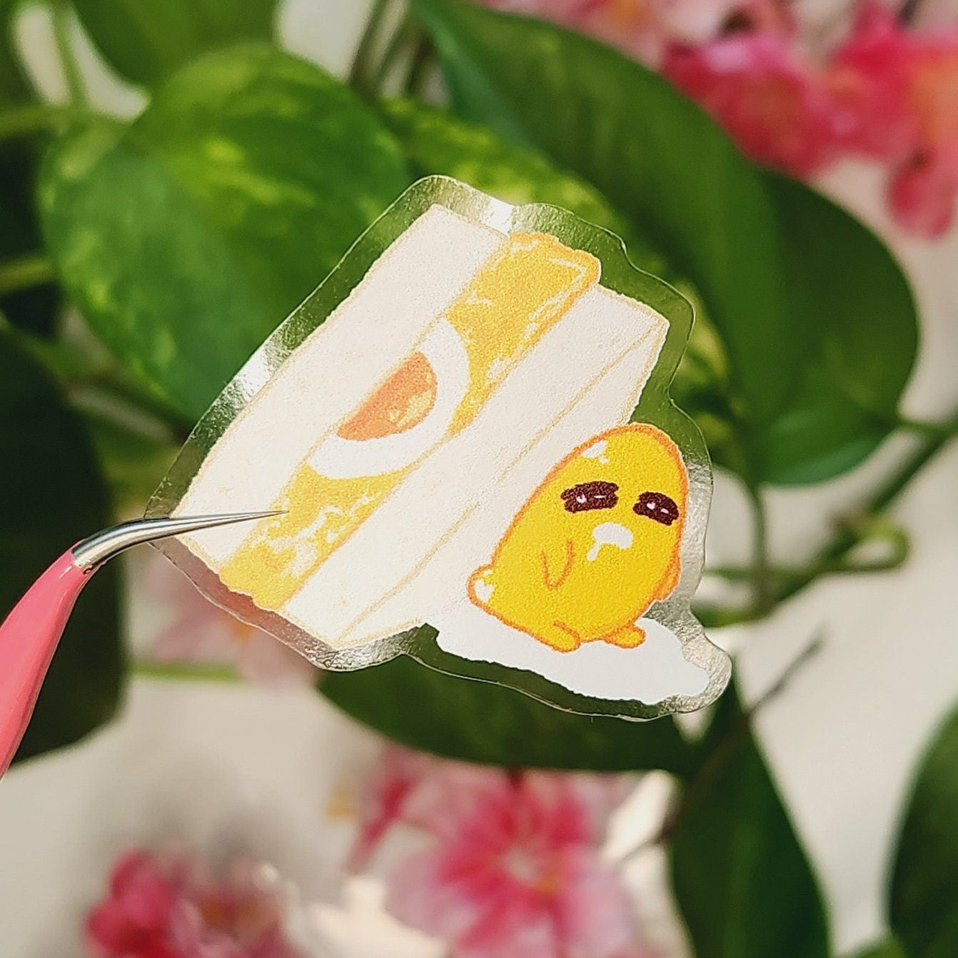 Lazy Tamago egg sando Transparent Vinyl Sticker