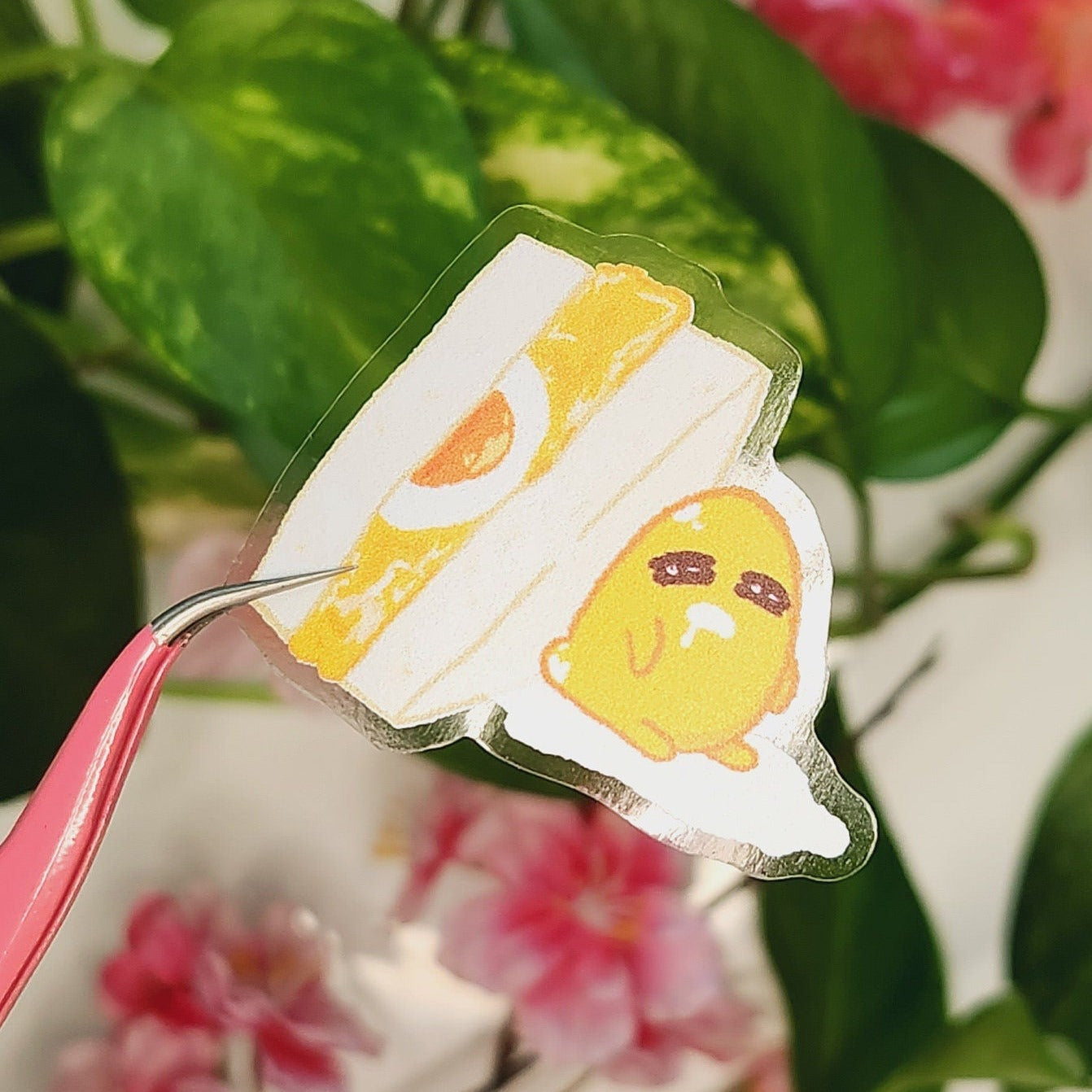 Lazy Tamago egg sando Transparent Vinyl Sticker