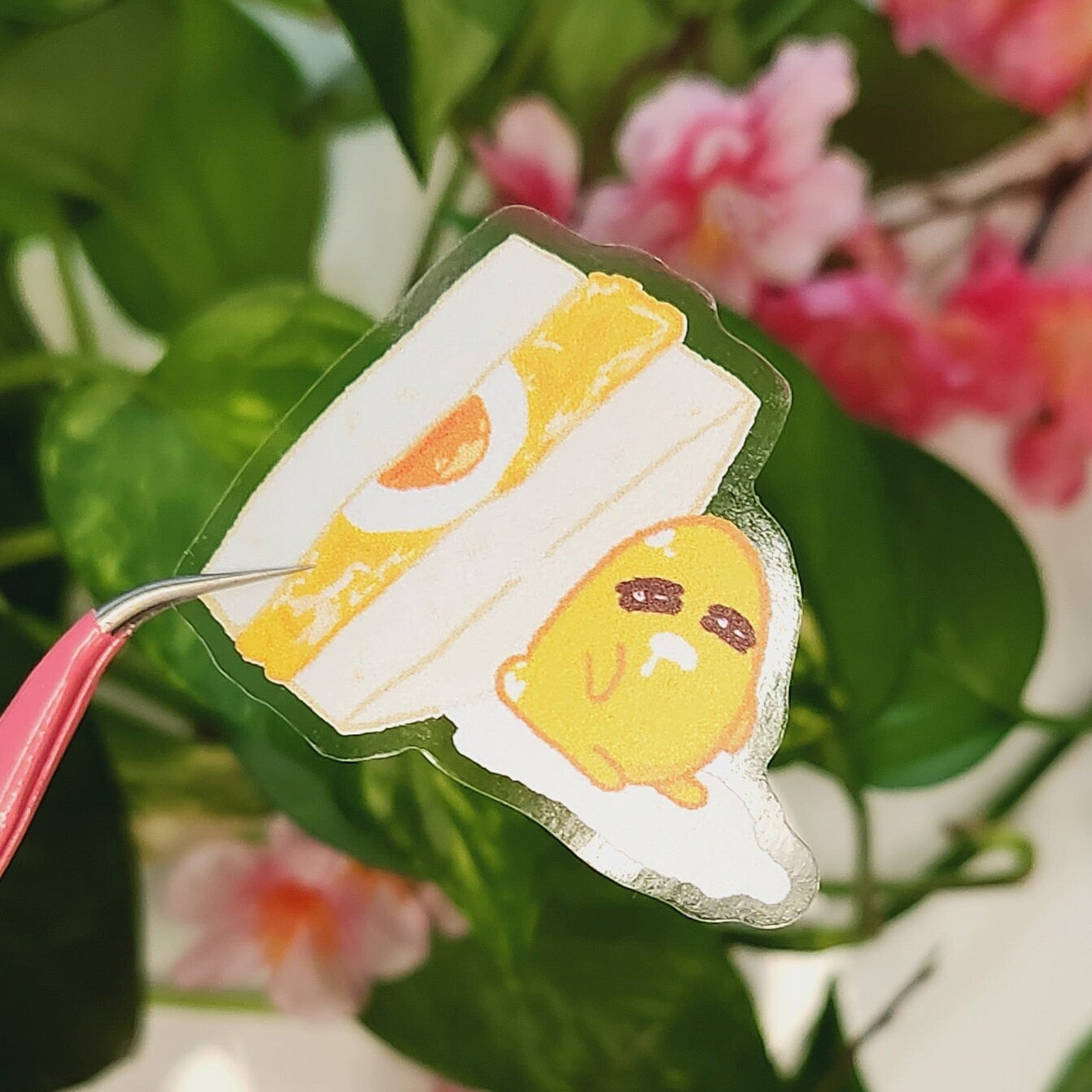 Lazy Tamago egg sando Transparent Vinyl Sticker
