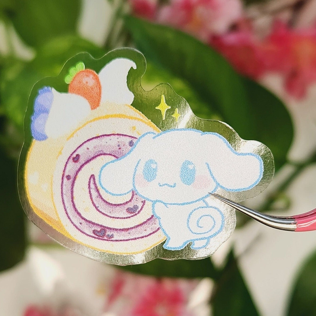 Swiss roll Cinna roll white fluffy cloud dog Transparent Vinyl Sticker