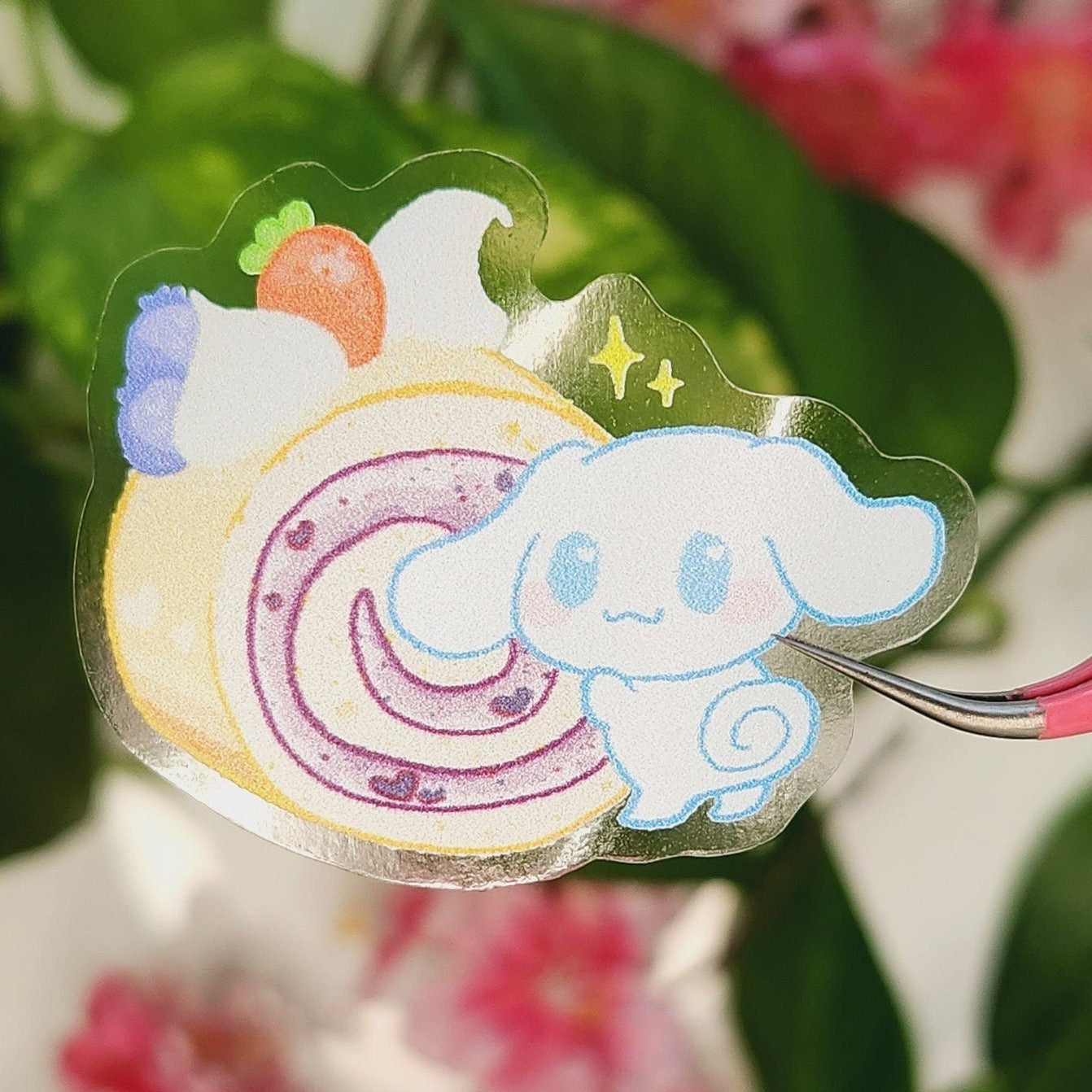 Swiss roll Cinna roll white fluffy cloud dog Transparent Vinyl Sticker