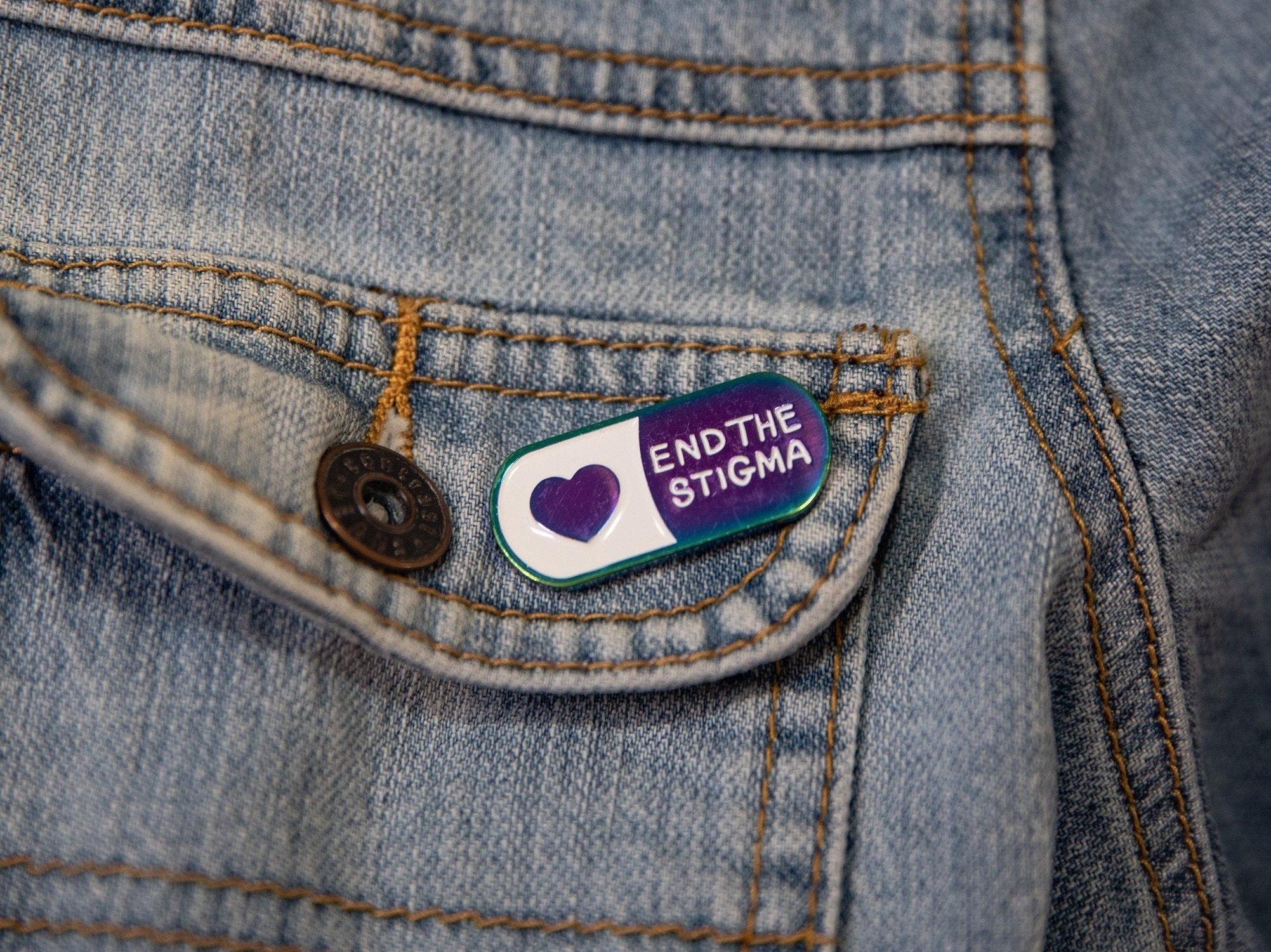 End The Stigma - Mental Health Awareness Soft Enamel Pin (Limited edition colour)