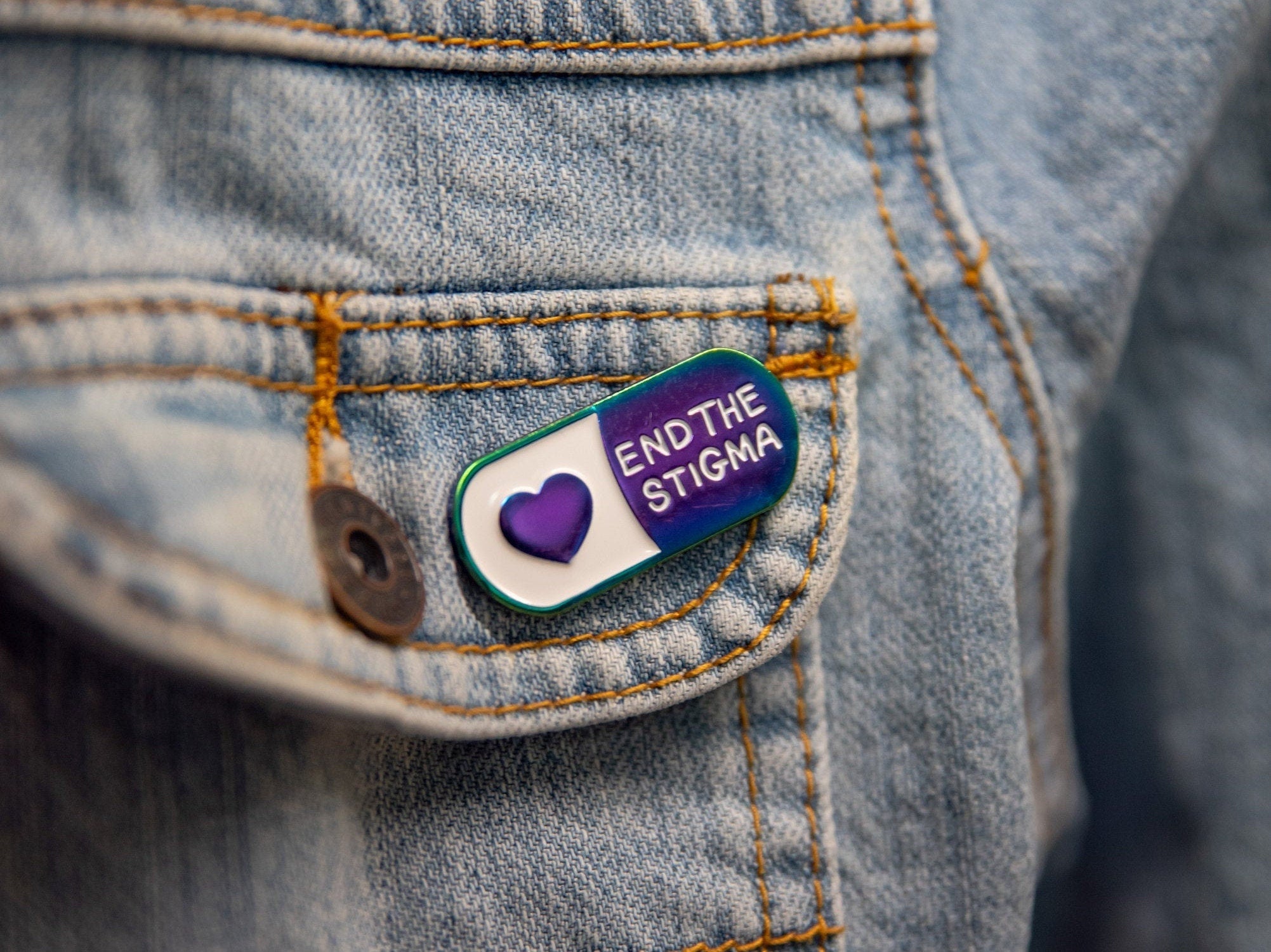 End The Stigma - Mental Health Awareness Soft Enamel Pin (Limited edition colour)