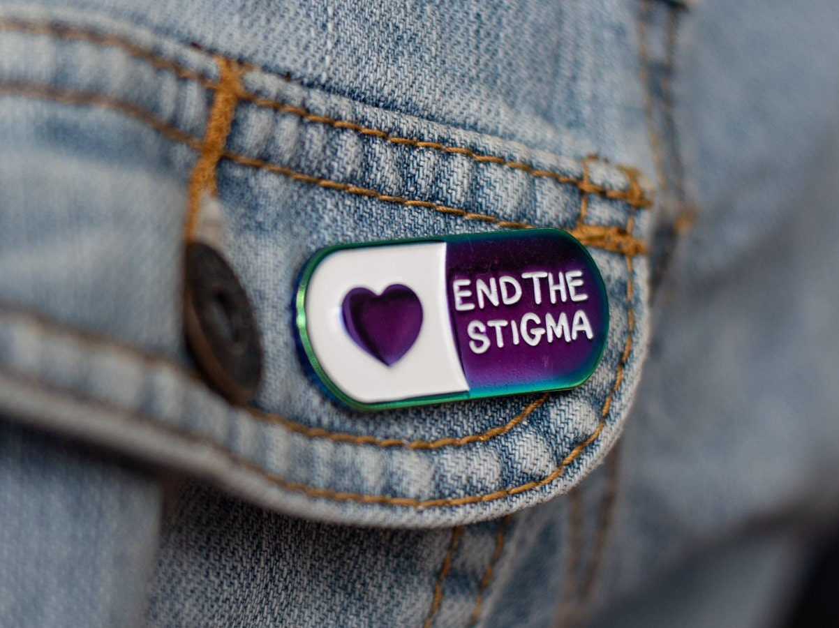 End The Stigma - Mental Health Awareness Soft Enamel Pin (Limited edition colour)