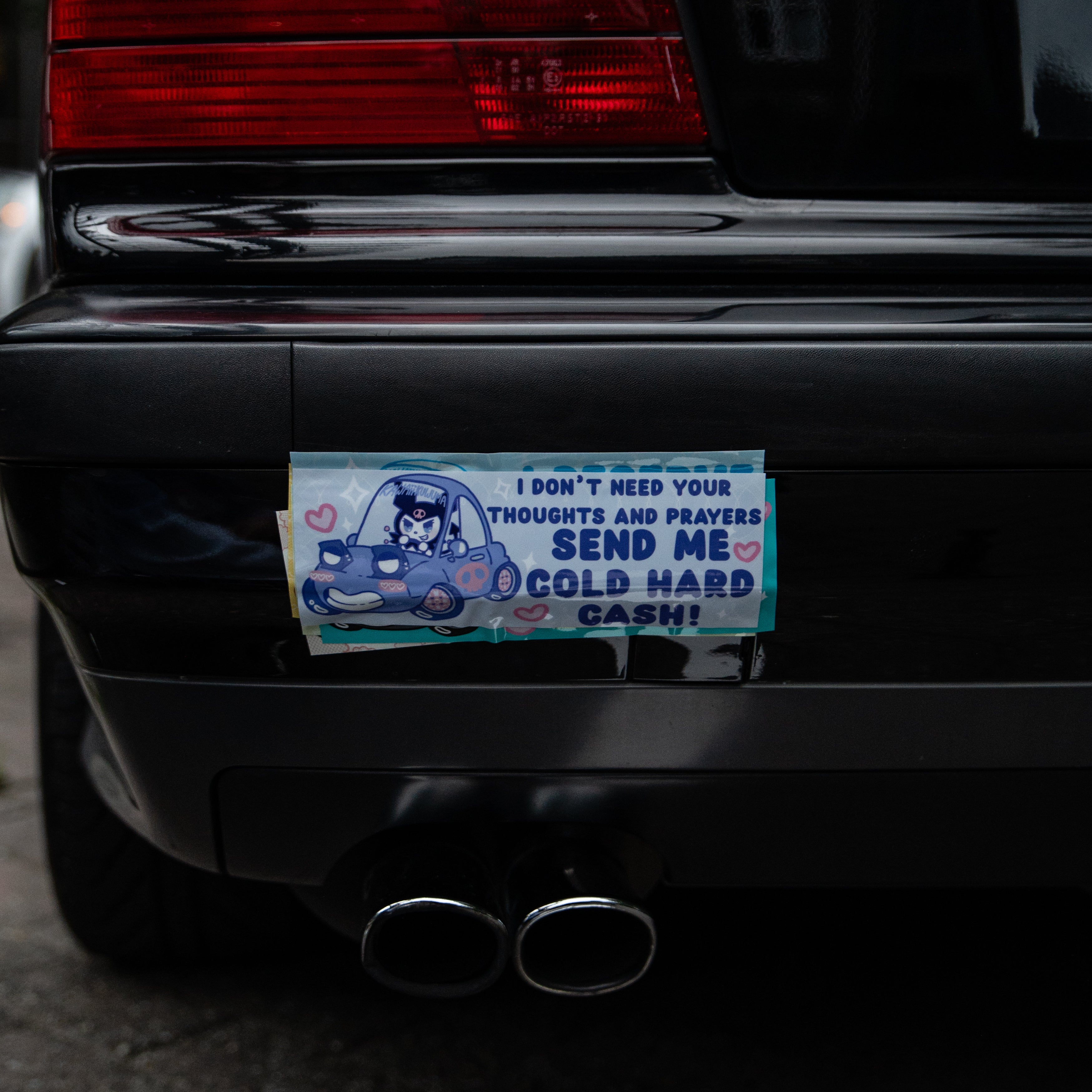 Kuromi Send Me Cold Hard Cash Bumper Sticker