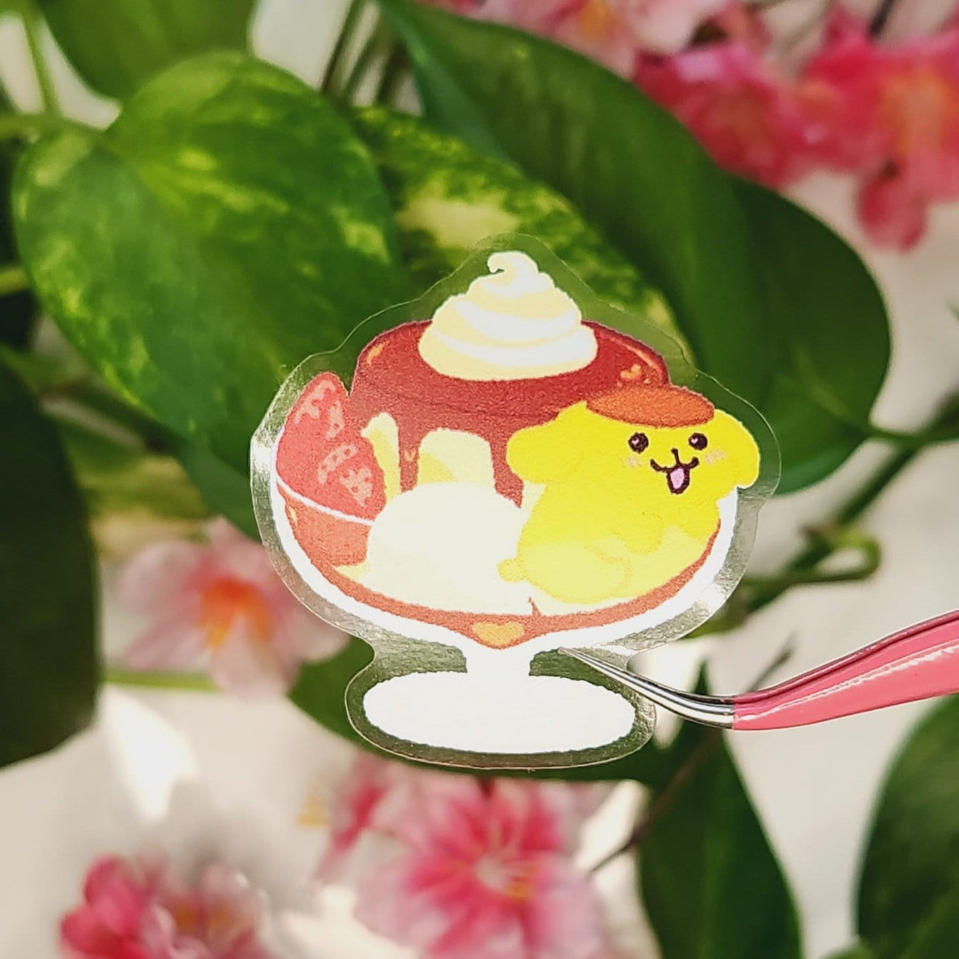 Purin Japanese Caramel Custard Pudding  Transparent Vinyl Sticker