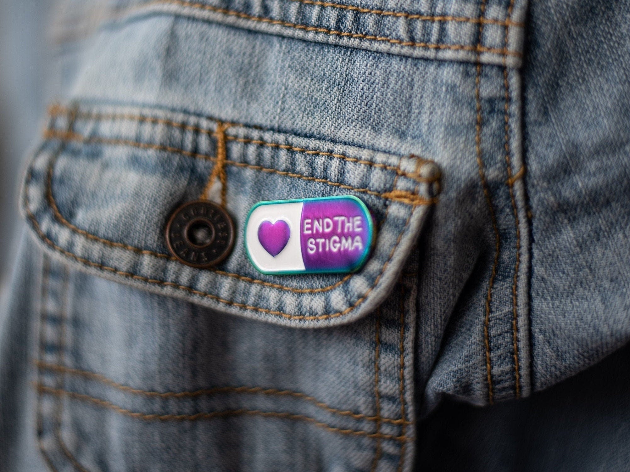 End The Stigma - Mental Health Awareness Soft Enamel Pin (Limited edition colour)
